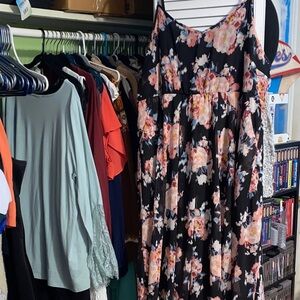 Torrid Black Floral Midi Dress